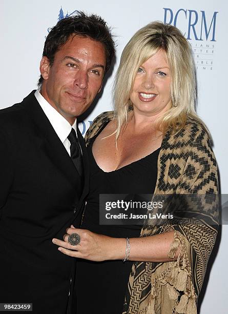 Actor Dan Cortese and Dee Dee Hemby attend the Art Of Compassion PCRM 25th anniversary gala at The Lot on April 10, 2010 in West Hollywood,...