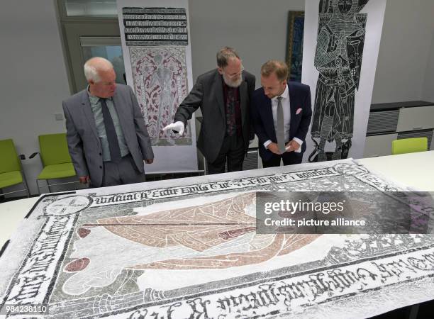 June 2018, Halle/Saale, Germany: Michael Ruprecht , head of the archive of the Martin Luther University in Halle and the collector Reinhard Lamp from...