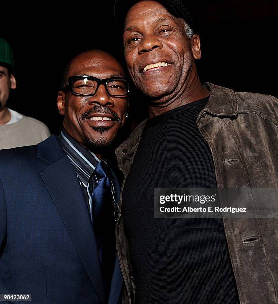 Actor Eddie Murphy and actor Danny Glover attend the after party for the Los Angeles premiere of Screen Gems' "Death at a Funeral on April 12, 2010...