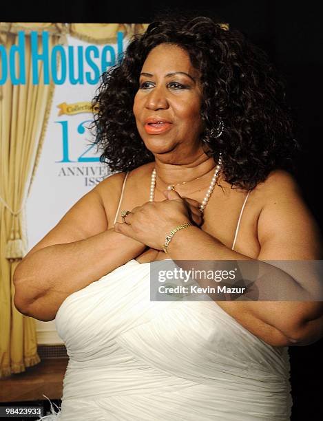 Aretha Franklin visits backstage during Good Housekeeping's "Shine On" 125 years of Women Making Their Mark at New York City Center on April 12, 2010...