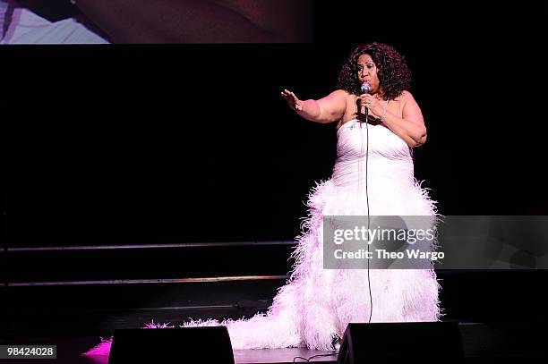 Aretha Franklin performs onstage during Good Housekeeping's "Shine On" 125 years of Women Making Their Mark at New York City Center on April 12, 2010...