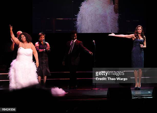 Aretha Franklin and Brooke Shields performs onstage during Good Housekeeping's "Shine On" 125 years of Women Making Their Mark at New York City...