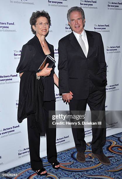 Actress Annette Bening and Actor Warren Beatty attend the Actors Fund annual gala at The New York Marriott Marquis on April 12, 2010 in New York City.