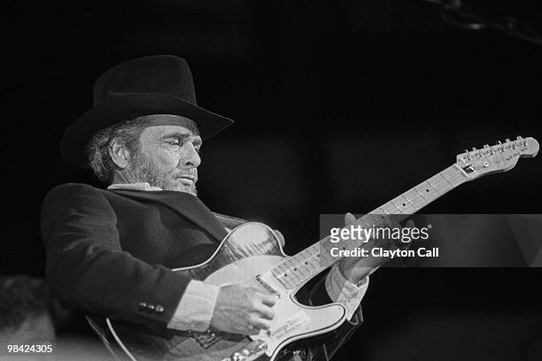 Merle Haggard performing at the Oakland Coliseum on January 19, 1990.