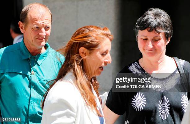 Parents of murdered French au-pair Sophie Lionnet, Catherine Devallonne and Patrick Lionnet leave the Old Bailey, London's Central Criminal Court, in...