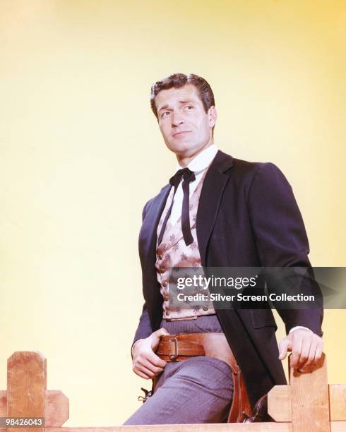 American actor Hugh O'Brian in costume as the titular lawman for the television series 'The Life and Legend of Wyatt Earp', circa 1958.