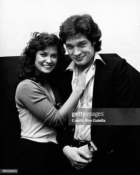 Actress Jane Badler and actor Jay Acovane attend Soap Opera Shindig Party on December 11, 1981 at the Lone Star Cafe in Los Angeles, California.