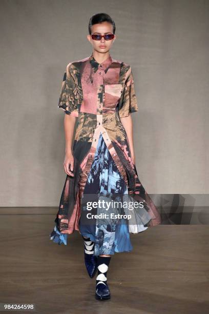 Model walks the runway during the Paul Smith Menswear Spring/Summer 2019 show as part of Paris Fashion Week on June 24, 2018 in Paris, France.