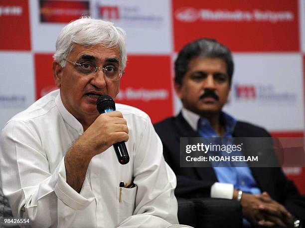 Central Minister of Corporate Affairs Shri Salman Khurshid and Mahindra & Mahindra Group Managing Director and Vice Chairman Anand Mahindra give...