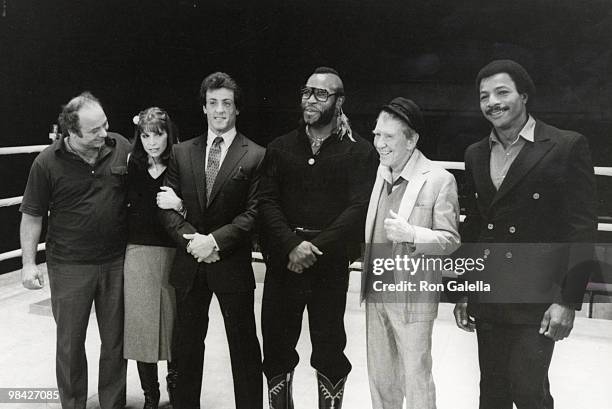 Burt Young, Talia Shire, Sylvestor Stallone, Mr. T, Burgess Meredith, & Carl Weathers