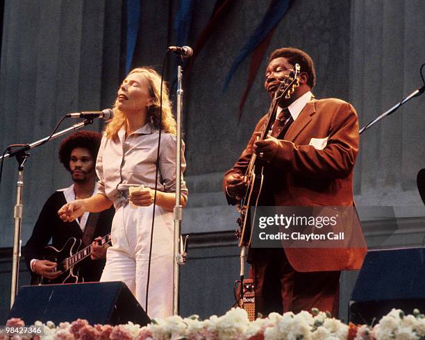 Joni Mitchell and BB King performing at the Bread & Roses Festival at the Greek Theater in Berkeley, California on October 4th, 1980.