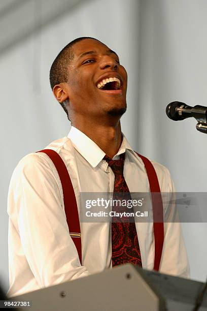 Jonathan Batiste performing at the New Orleans Jazz & Heritage Festival on May 4, 2008.