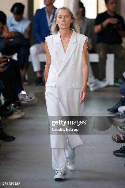 Model walks the runway during the Christian Dada Menswear Spring/Summer 2019 show as part of Paris Fashion Week on June 24, 2018 in Paris, France.