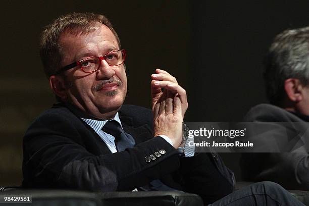 Roberto Maroni, Minister of Interior attends international forum on immigration at the Bocconi University on April 12, 2010 in Milan, Italy.