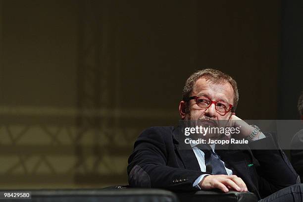 Roberto Maroni, Minister of Interior attends international forum on immigration at the Bocconi University on April 12, 2010 in Milan, Italy.