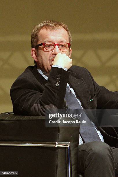 Roberto Maroni, Minister of Interior attends international forum on immigration at the Bocconi University on April 12, 2010 in Milan, Italy.