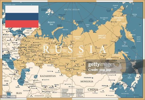 stockillustraties, clipart, cartoons en iconen met 22 - rusland - vintage gouden donkere 10 - rusland kaart