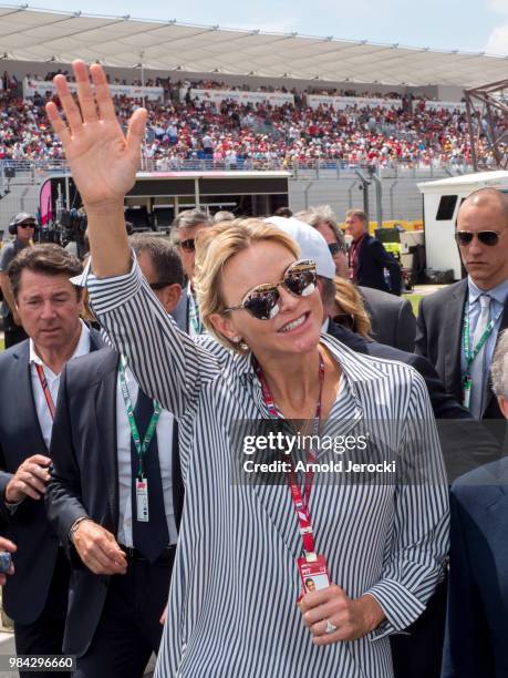 Princess Charlene Of Monaco attend the Formula One Grand Prix of France at Circuit Paul Ricard on June 24, 2018 in Le Castellet, France.