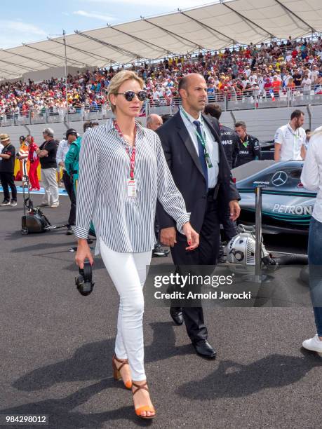 Princess Charlene Of Monaco attends the Formula One Grand Prix of France at Circuit Paul Ricard on June 24, 2018 in Le Castellet, France.