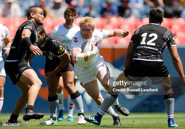 James Graham of England runs the ball during the first half of a Rugby League Test Match between England and the New Zealand Kiwis at Sports...