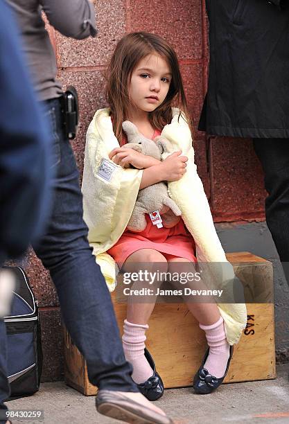 Suri Cruise seen on location of "Son of No One" in the Bronx on April 12, 2010 in New York City.