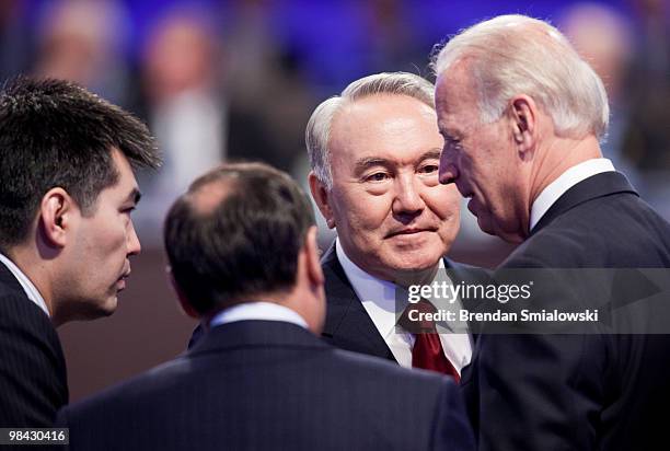 Nursultan Nazarbayev , President of the Republic of Kazakhstan, U.S. Vice President Joe Biden and others talk before a plenary session at the...