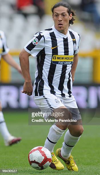 Mauro German Camoranesi of Juventus FC in action during the Serie A match between Juventus FC and Cagliari Calcio at Stadio Olimpico on April 11,...