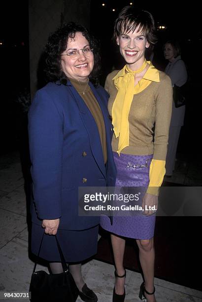 Actress Hilary Swank and mother Judy Swank attend the 25th Annual Los Angeles Film Critics Association Awards on January 19, 2000 at the Wyndham Bel...