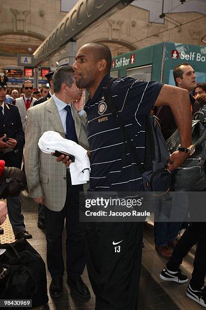 Sisenando Maicon Douglas departs to attend FC Internazionale v AC Fiorentina Serie A game on April 8, 2010 in Milan, Italy.