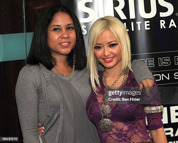 Sirius XM Radio Host Angela Yee and TV Personality Tila Tequila visits the SIRIUS XM Studio on April 13, 2010 in New York City.