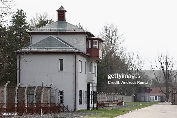 The entrance tower of the former concentration camp Sachsenhausen is pictured on April 13, 2010 in Oranienburg, Germany. The former concentration...