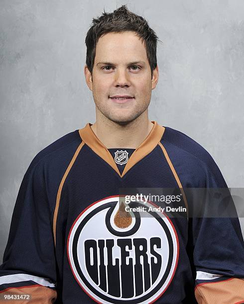Mike Comrie of the Edmonton Oilers poses for his official player headshot circa 2009 at Rexall Place in Edmonton, Alberta, Canada.