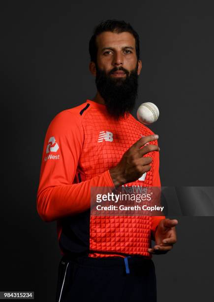 Moeen Ali of England poses for a portrait at Edgbaston on June 26, 2018 in Birmingham, England.