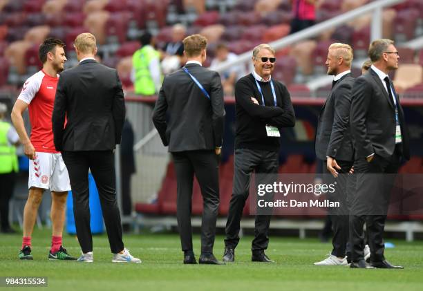 Age Hareide, Manager of Denmark looks on prior to the 2018 FIFA World Cup Russia group C match between Denmark and France at Luzhniki Stadium on June...