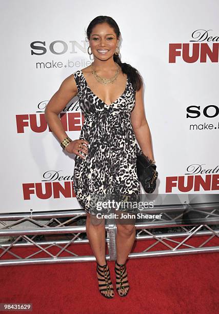 Actress Tamala Jones arrives to the "Death At A Funeral" Los Angeles Premiere at Pacific's Cinerama Dome on April 12, 2010 in Hollywood, California.