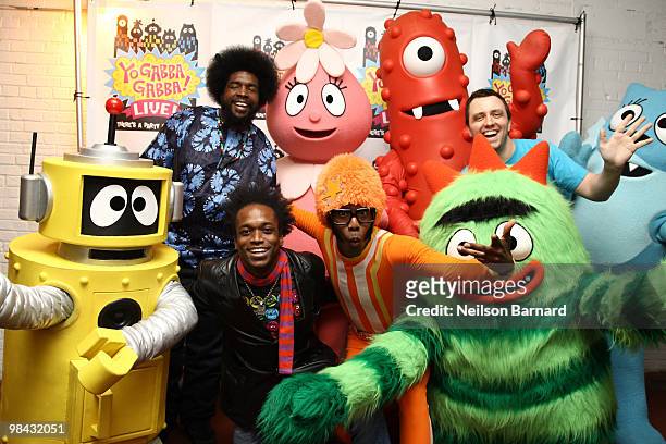 Questlove, "Captain" Kirk Douglas, Owen Biddle of The Roots and DJ Lance Rock attend Yo Gabba Gabba! "There's A Party In My City" Live at Beacon...