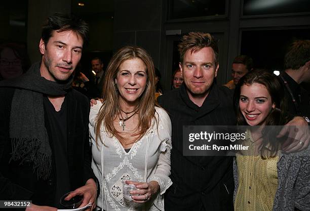 Cast members Keanu Reeves, Rita Wilson, Ewan McGregor and daughter Clara McGregor pose during the party for the performance of "Much Ado About...