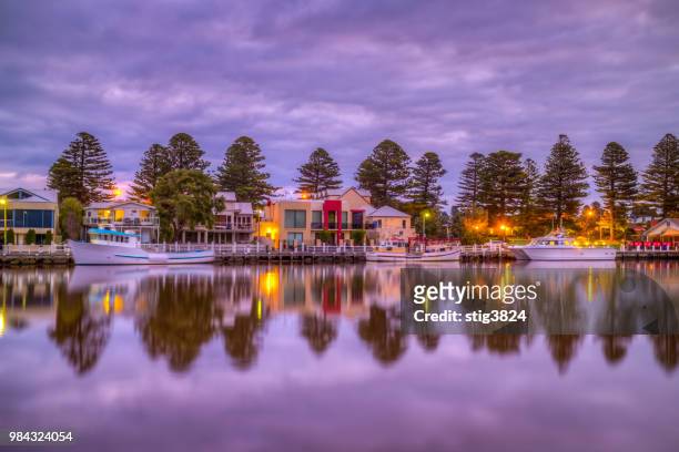 sunset reflections at port fairy victoria australia - stig stock pictures, royalty-free photos & images