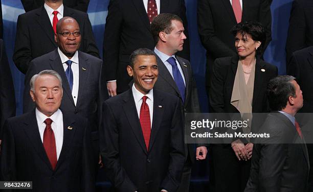 Kazakh President Nursultan Nazarbayev, South Africa's President Jacob Zuma, U.S. President Barack Obama, Russian President Dmitry Medvedev, Swiss...