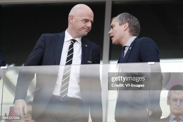 President Gianni Infantino, Chief Executive of the FA Martin Glenn during the 2018 FIFA World Cup Russia group G match between England and Panama at...