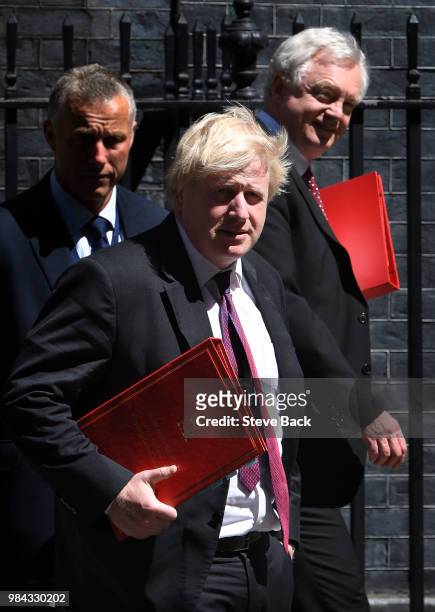 June 26: Boris Johnson, Secretary of State for Foreign Affairs arriving with David Davis Brexit Sec and a close protection officer at the weekly...