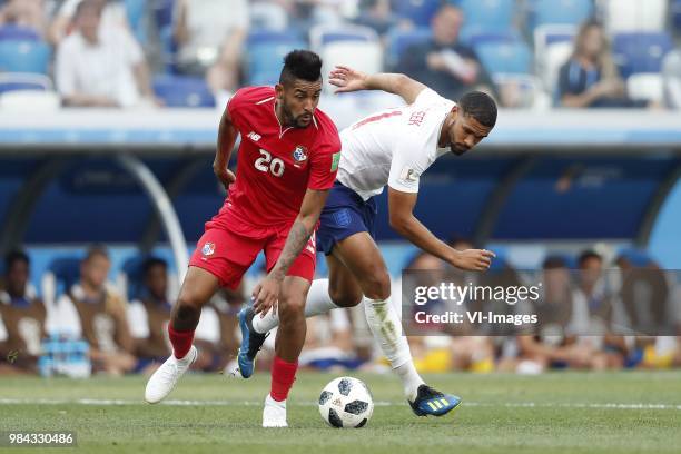 Anibal Godoy of Panama, Ruben Loftus-Cheek of England during the 2018 FIFA World Cup Russia group G match between England and Panama at the Nizhny...