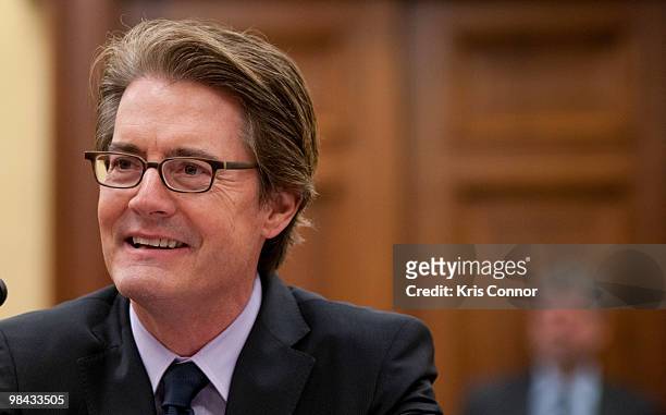 Kyle MacLachlan speaks during the American Advocates For The Arts House Appropriations Committee Hearing at the Rayburn House Office Building on...