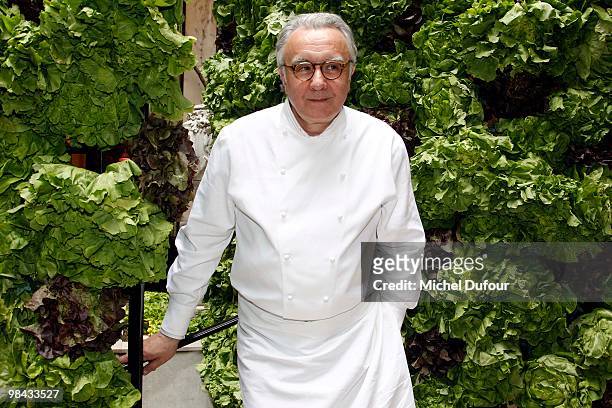 Chef Alain Ducasse poses at the Season Market held Hotel Paris Plaza Athenee on April 13, 2010 in Paris, France.