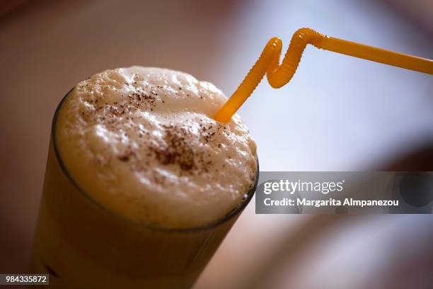 greek style cappuccino freddo cold coffee drink - freddo stock pictures, royalty-free photos & images