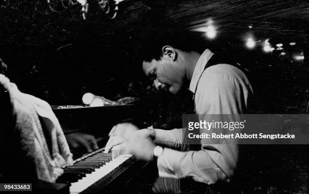 Jazz pianist McCoy Tyner performs at the Jazz Showcase, a jazz club in the Printer's Row neighborhood of Chicago, 1970s.