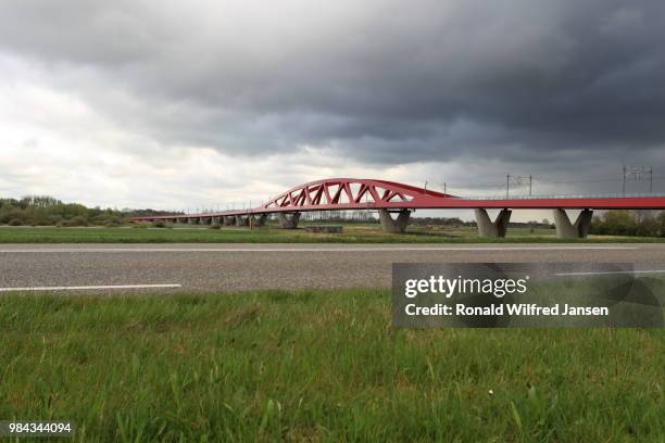 new ijssel bridge to zwolle, netherlands - ijssel stock pictures, royalty-free photos & images