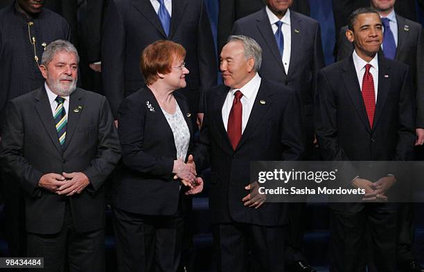 Brasil's President Luis Ignacio Lula de Silva, Finland's President Tarja Halonen, Kazakh President Nursultan Nazarbayev, U.S. President Barack Obama...