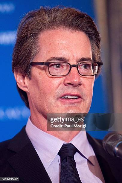 Actor Kyle MacLachlan speaks at the Arts Advocacy Day Kick Off Press Conference at 345 Cannon House Office Building on April 13, 2010 in Washington,...