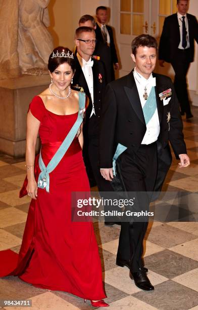 Crown Princess Mary of Denmark and Crown Prince Frederik of Denmark attend day one of Queen Margrethe 70th birthday celebrations on April 13, 2010 in...